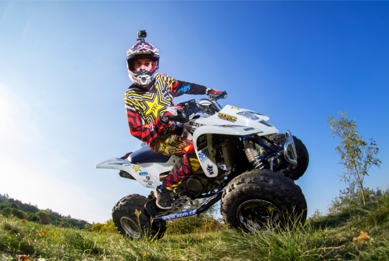 on two wheels
