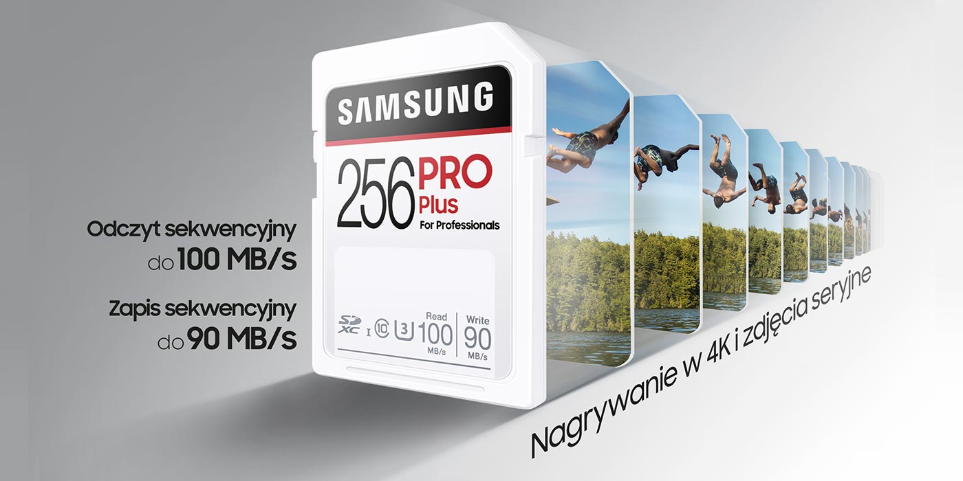 Karta SD PRO Plus o dużej prędkości zapisu i odczytu sekwencyjnego