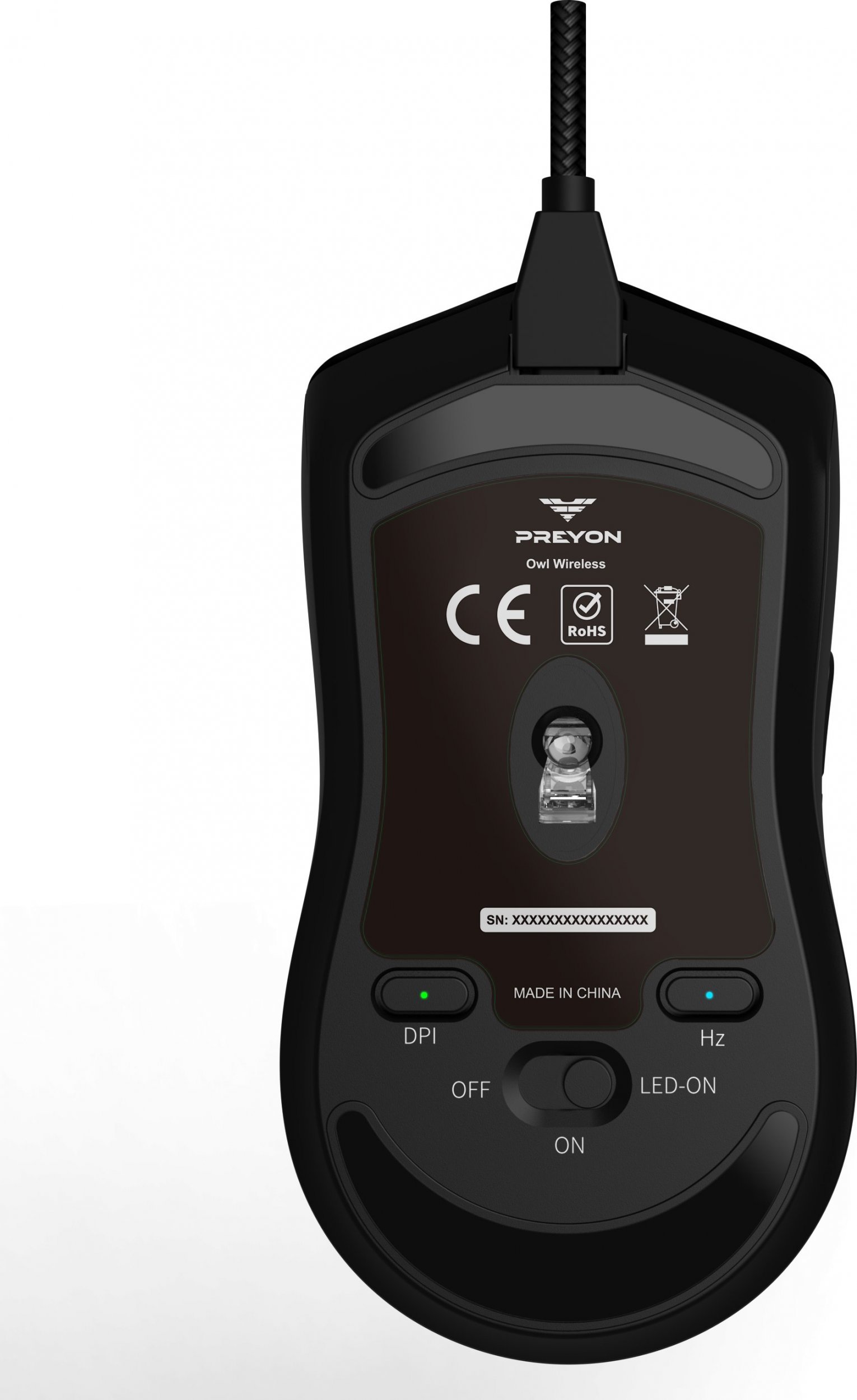 PREYON Owl Wireless RGB lighting and textured grips