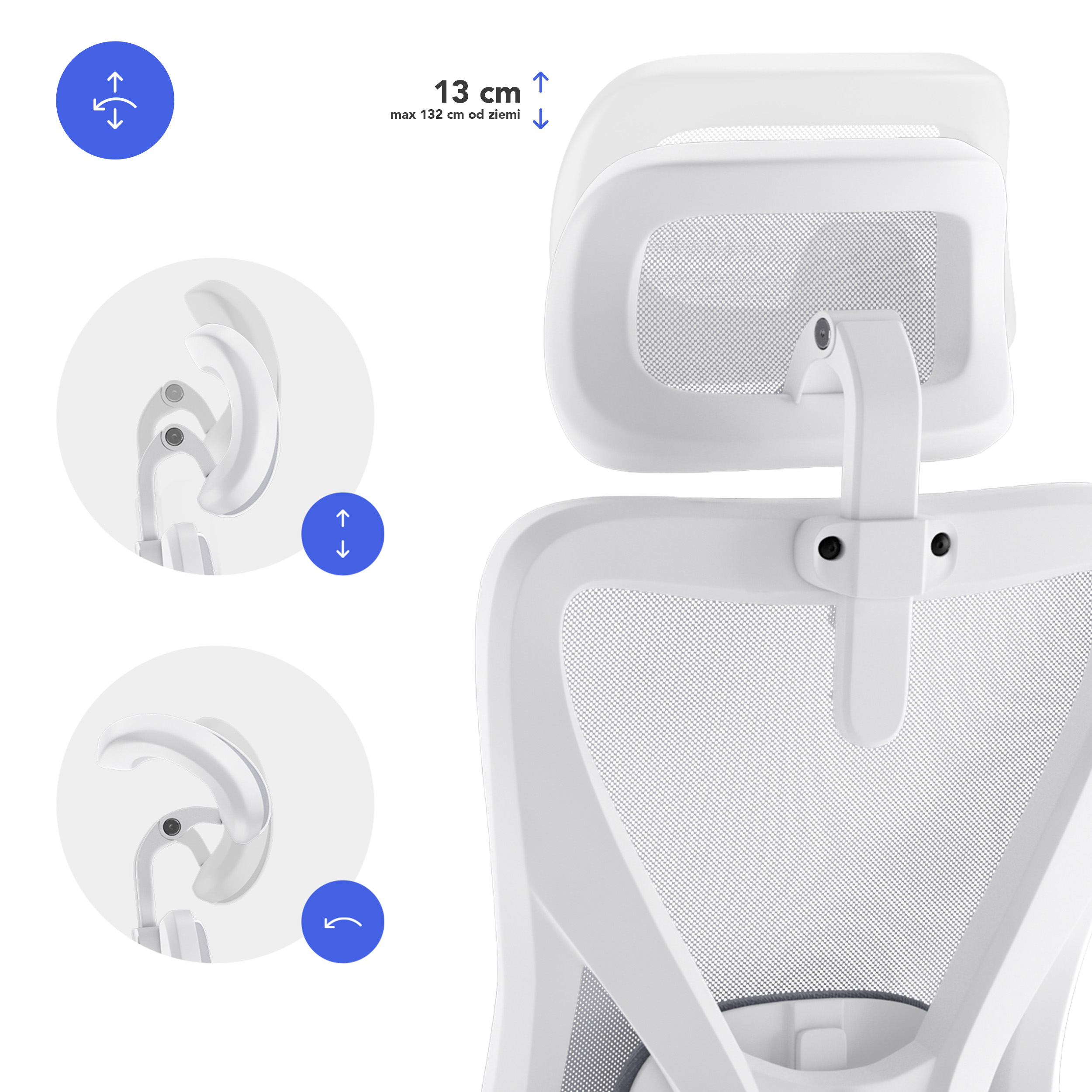 Sense7 Tone White - podesiv naslon i lumbalna potpora