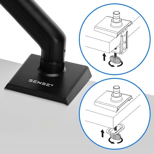 Nosilec za monitor, prikaz možnosti montaže na mizo