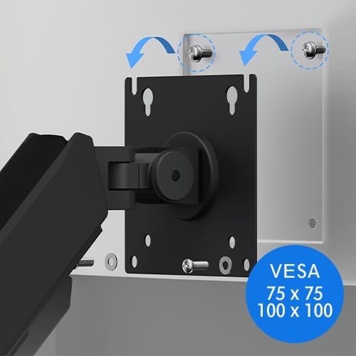 Nosilec SENSE7 HANG DOUBLE, ki prikazuje funkcijo PIVOT za vrtenje monitorja