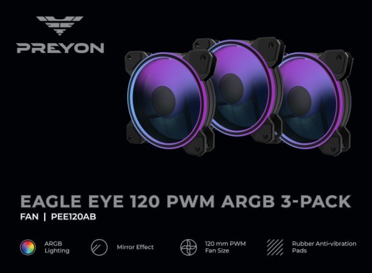 PREYON Eagle Eye ventilatorji, nameščeni v igralnem ohišju