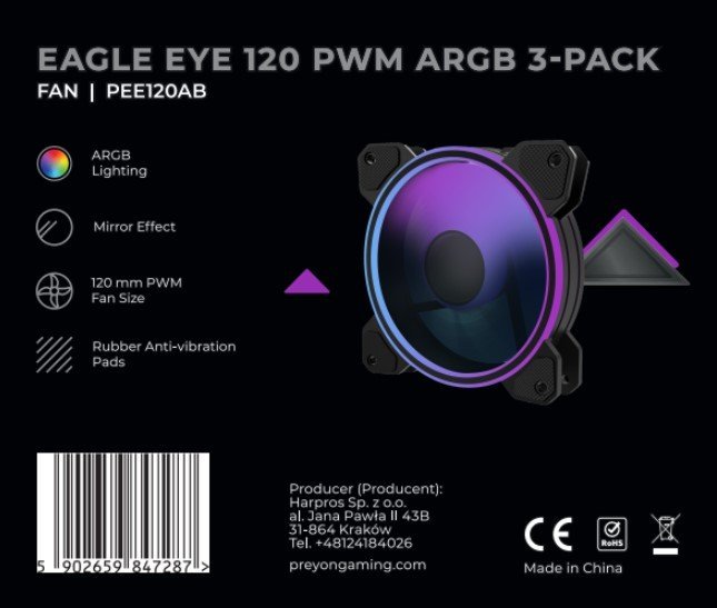 Celoten komplet ventilatorjev PREYON Eagle Eye z vsemi funkcijami