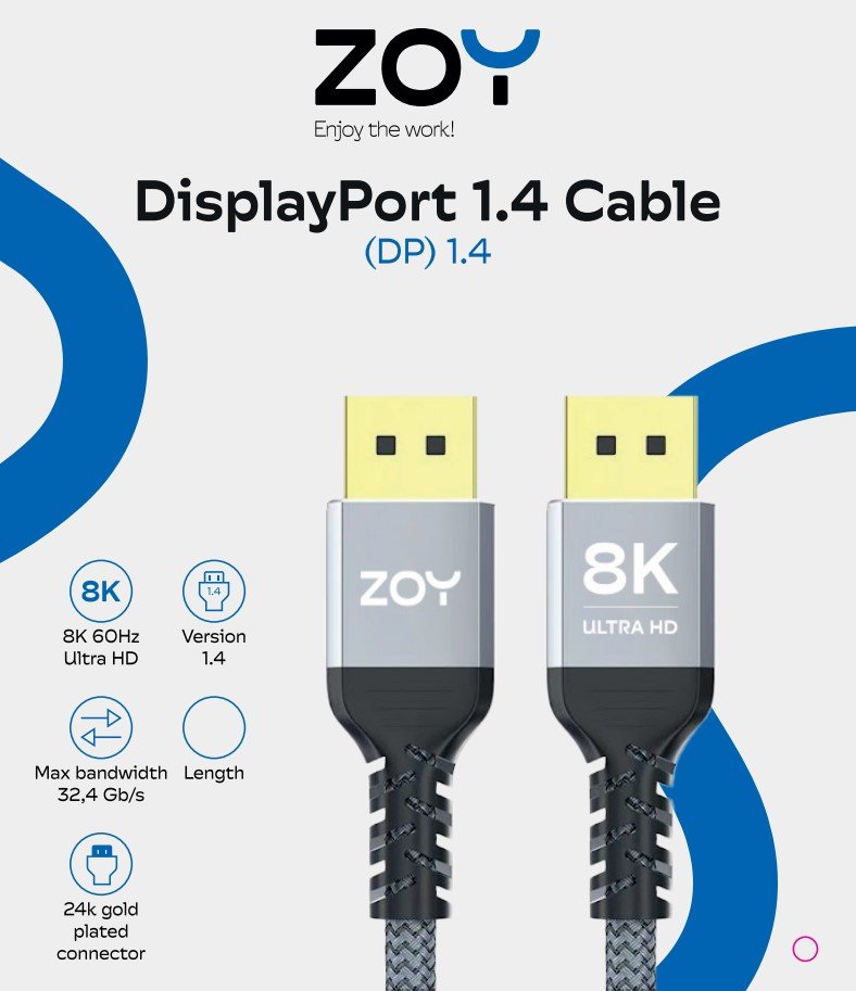 Vzdržljiv DisplayPort kabel z aluminijastim ohišjem in najlonskim opletom