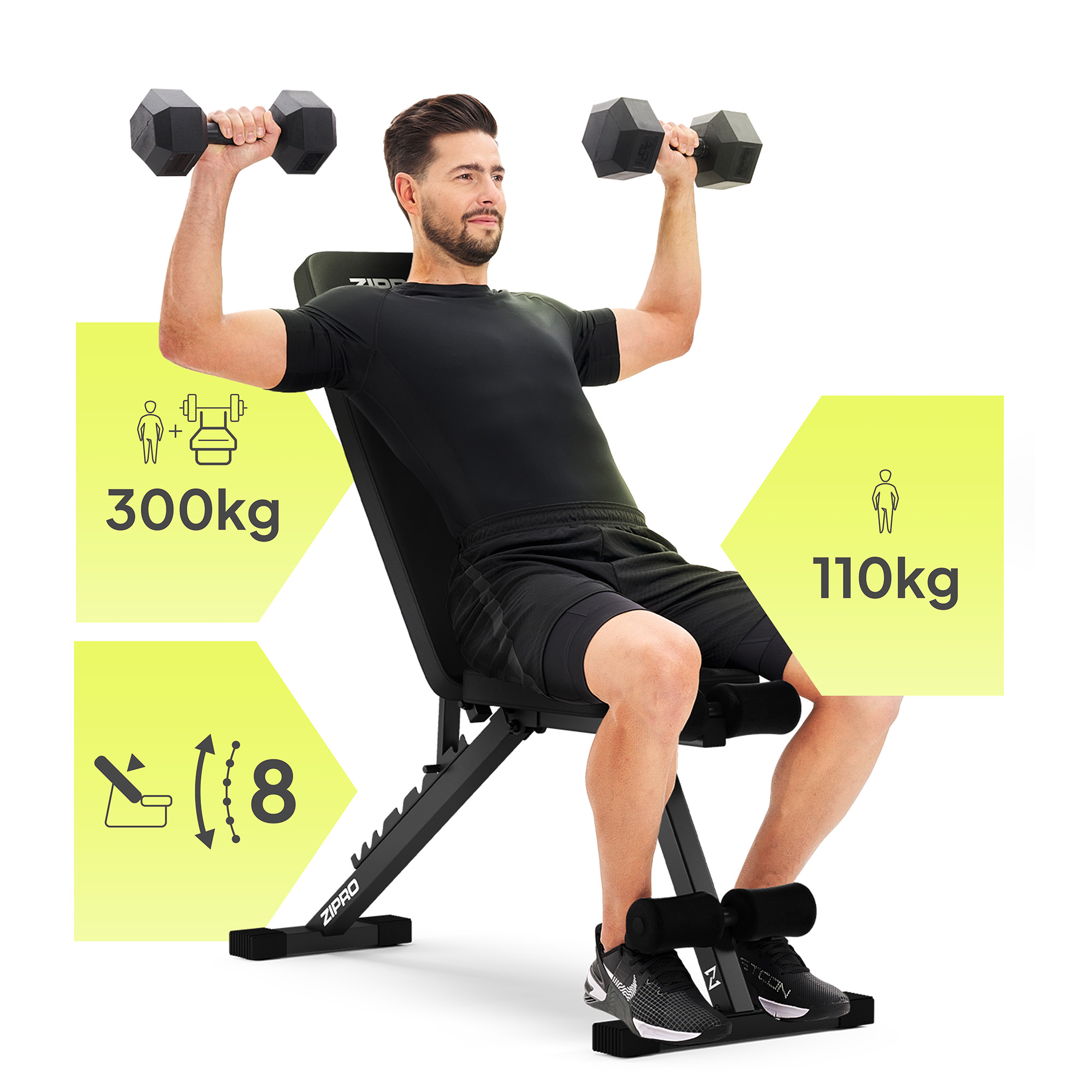 Višestruke mogućnosti vježbanja na ZIPRO STRIDE klupi