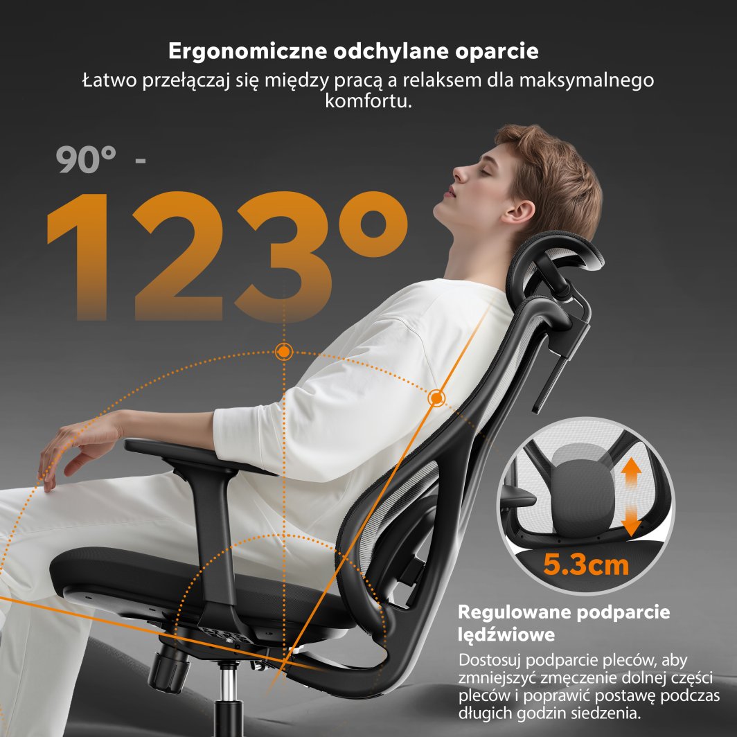 Ergonomski profil naslona SENSE7 Moyo stolice