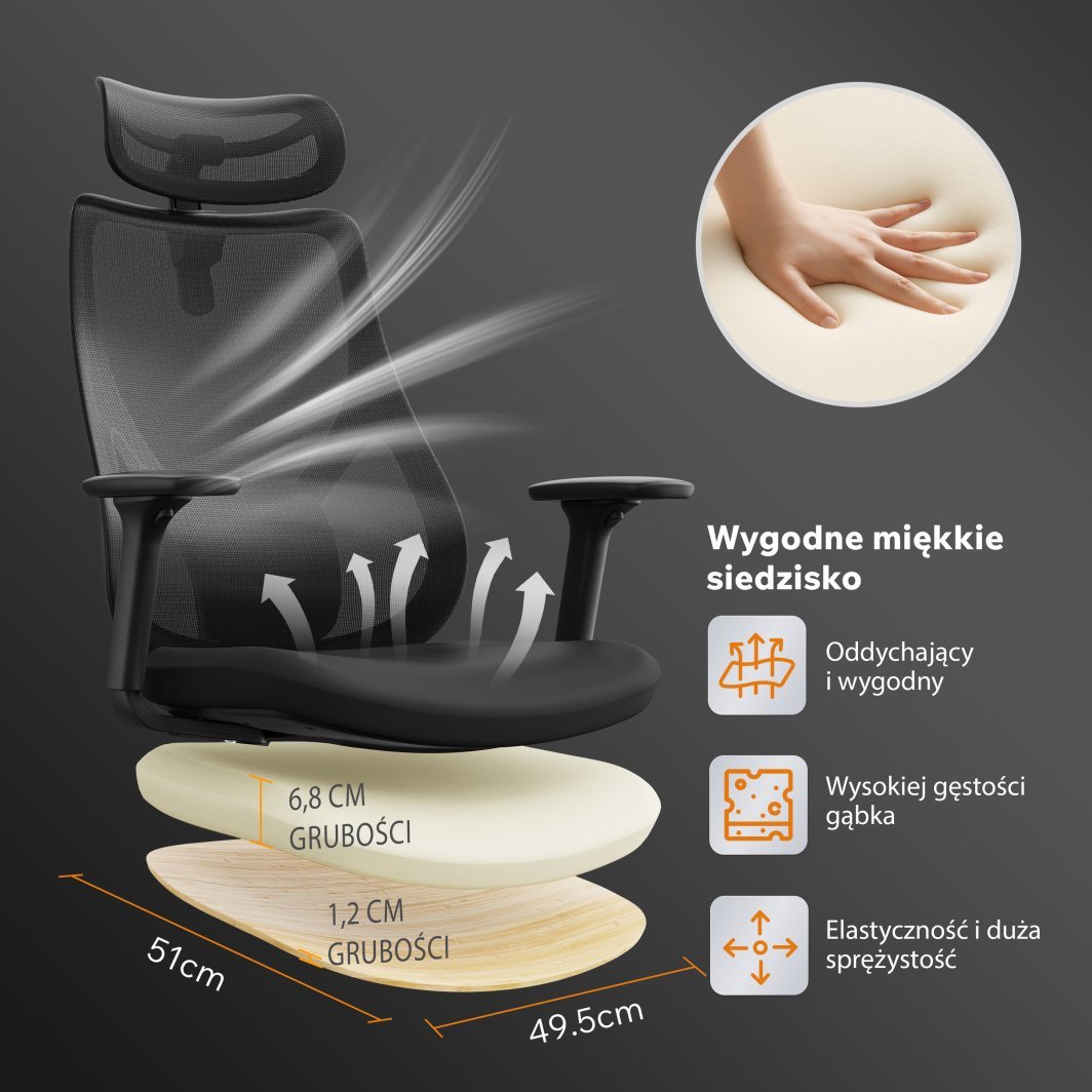 SENSE7 Moyo stolica s podesivim naslonom i lumbalnom potporom